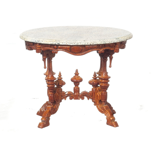 Pedestal Marble Table, Walnut